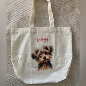 Bible verse large cotton tote bag for kids cute dog